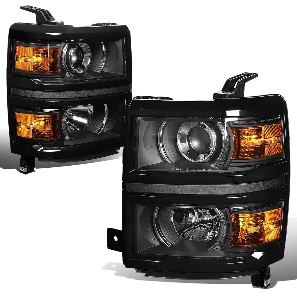 Black Projector Headlight + Amber Corner + LED Fog Light Set for Silverado (2014–2015)
