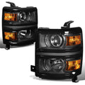 Black Projector Headlight + Amber Corner + LED Fog Light Set for Silverado (2014–2015)