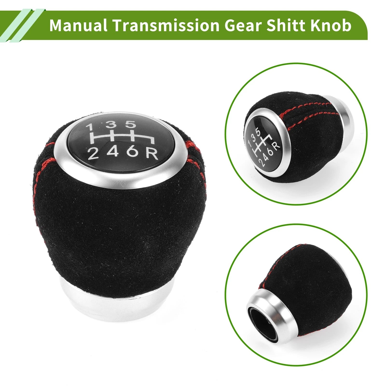 6 Speed Manual Gear Shift Knob for Subaru Impreza STI (2009–2018) Faux Leather Black