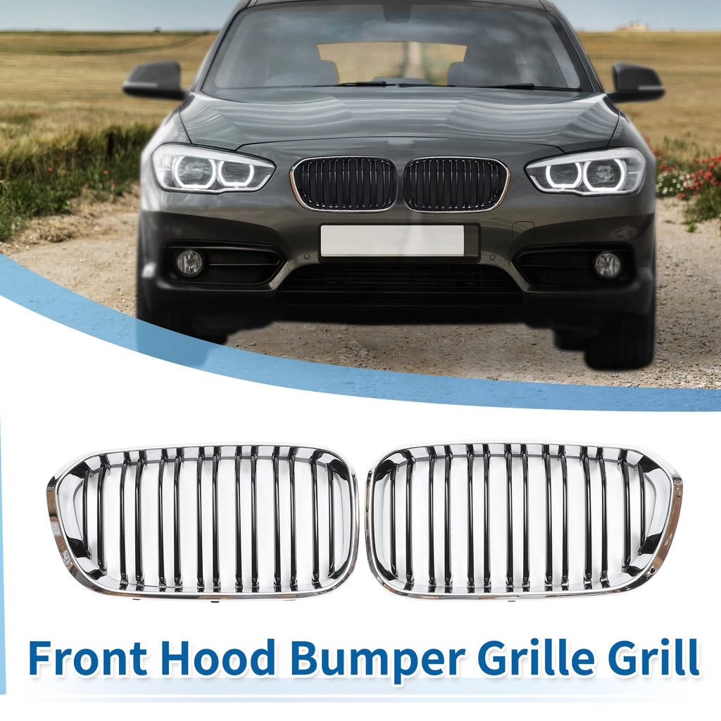 Pair Front Upper Bumper Grille for BMW 1 Series F20 (2012–2019) Chrome