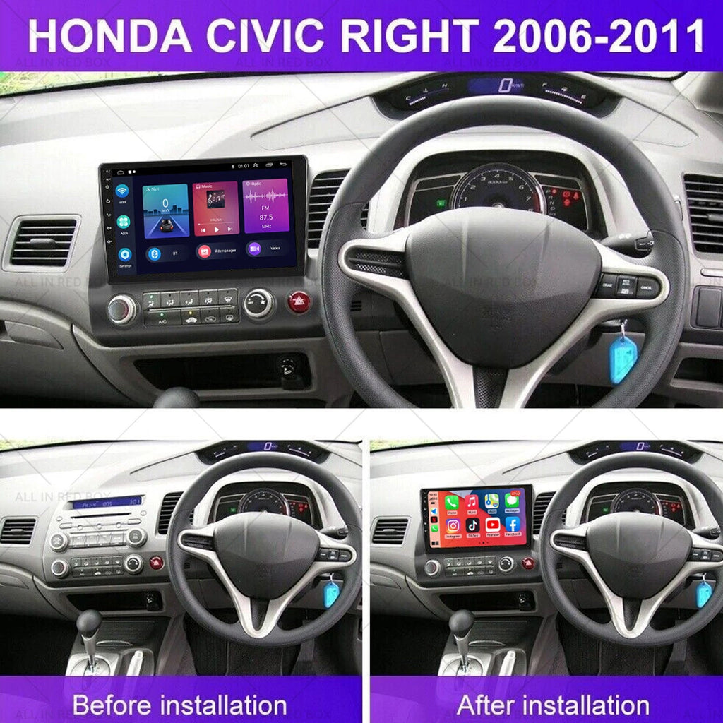 10'' CarPlay In-Dash Stereo GPS for Honda Civic (2006–2011)