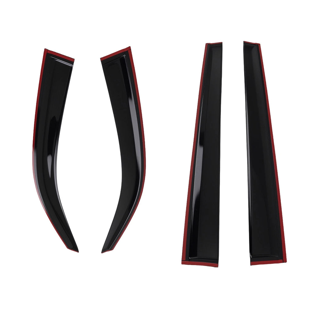 4PC Window Rain Guards for Toyota Highlander (2014–2019) Outside Mount Black