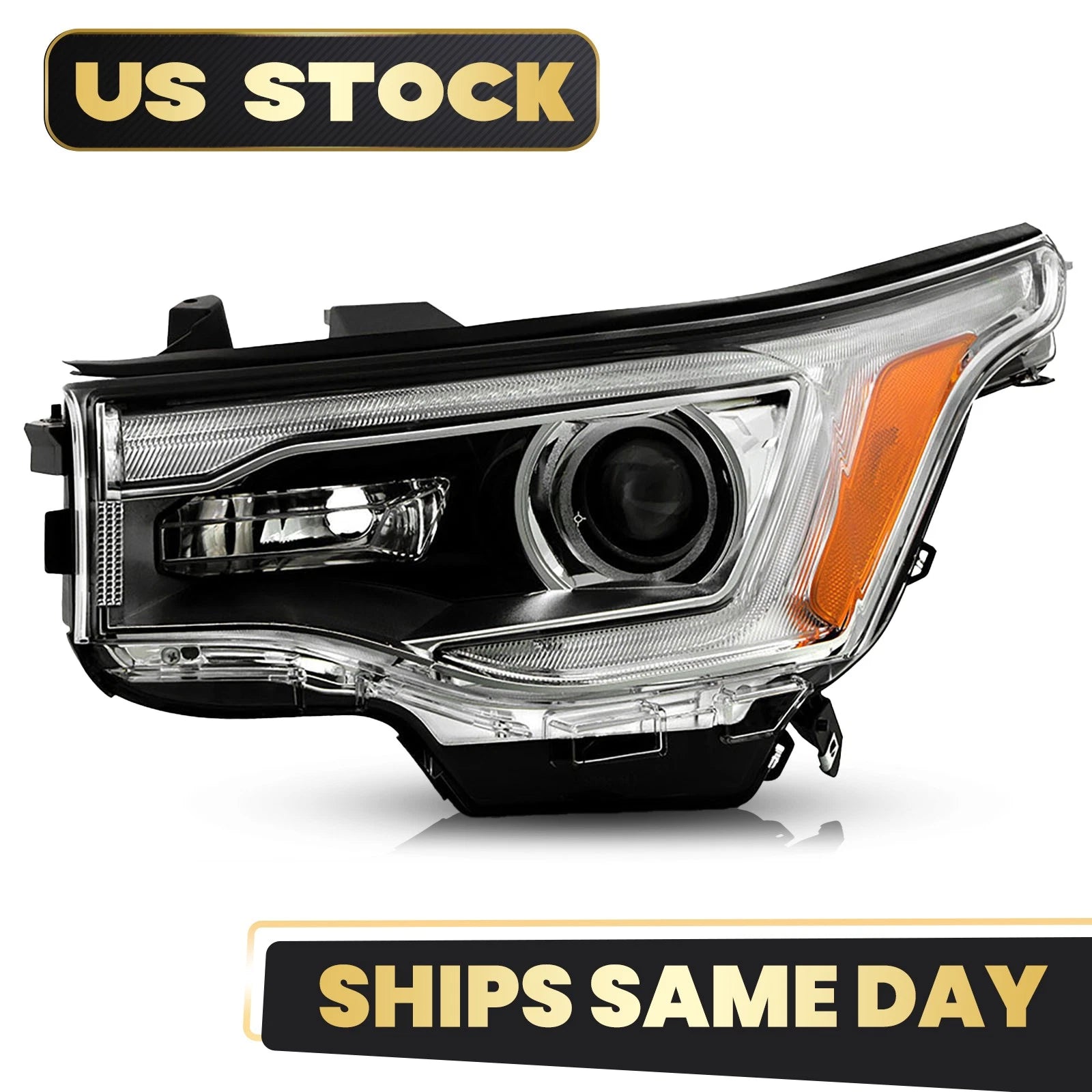 Halogen Headlight with Bulb for GMC Acadia (2017–2019) Chrome Driver