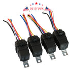 Set of 4 Heavy Duty 5 Pin 12V Car Auto Relay Waterproof Socket for Vehicles