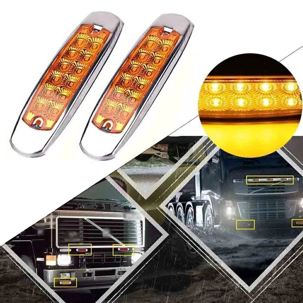 2X Amber 12LED Sealed Side Marker Clearance Lights for Trailer (N/A)
