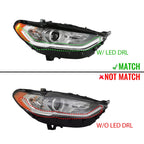 Halogen Headlight for Ford Fusion (2017–2020) w/ LED DRL, Passenger Side