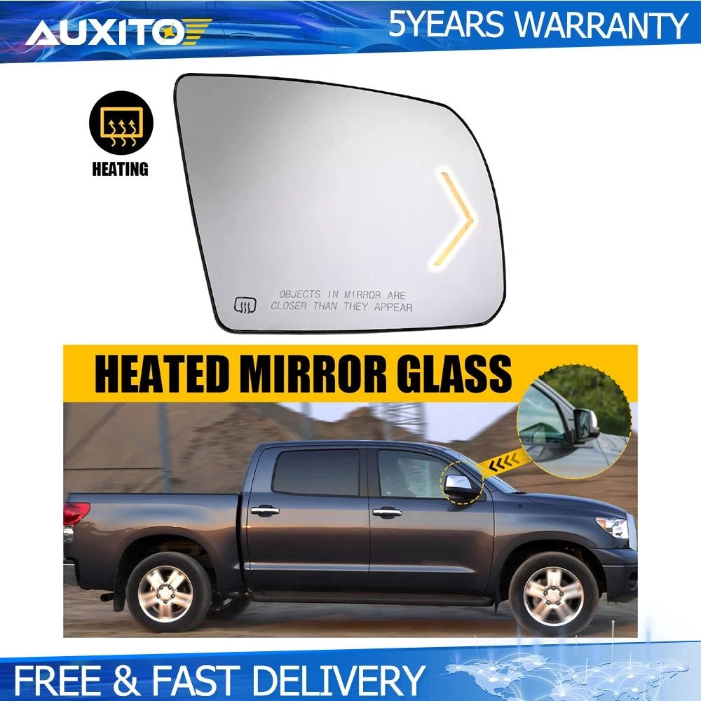 Right Side Heated Mirror Glass with Turn Signal for Toyota Sequoia (2008–2017)
