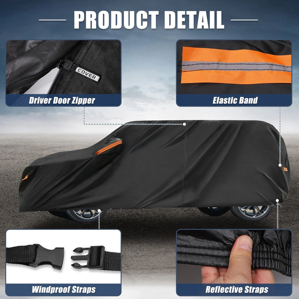 Waterproof Car Cover for Kia Soul (2009–2024) 210D-PU Oxford with Zipper Black