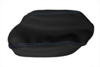Leather Console Lid Armrest Cover for Subaru Crosstrek (2018–2020) Black Blue Stitch
