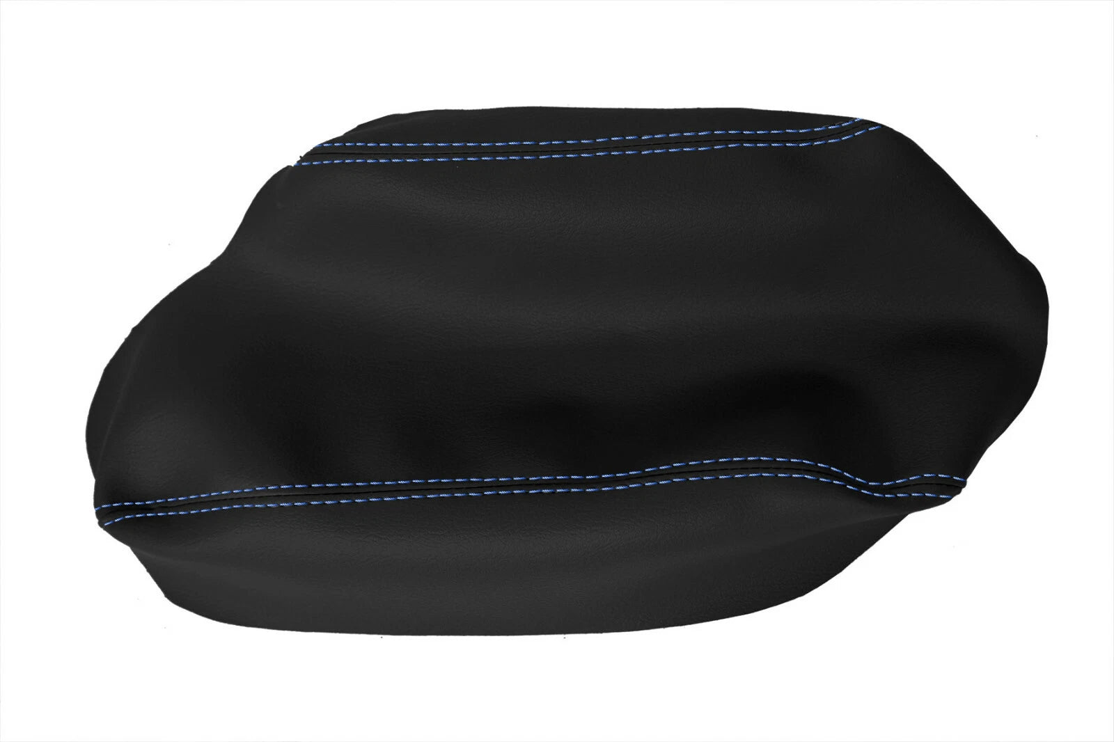 Leather Console Lid Armrest Cover for Subaru Crosstrek (2018–2020) Black Blue Stitch