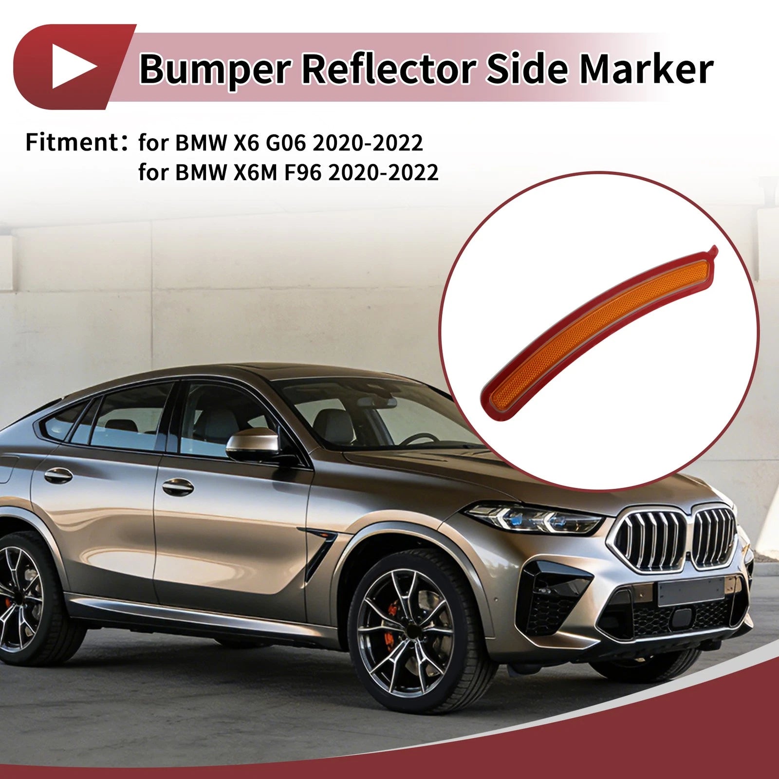 1 pcs Front Right Bumper Reflector No.63147437082 for BMW X6 (2020–2022)