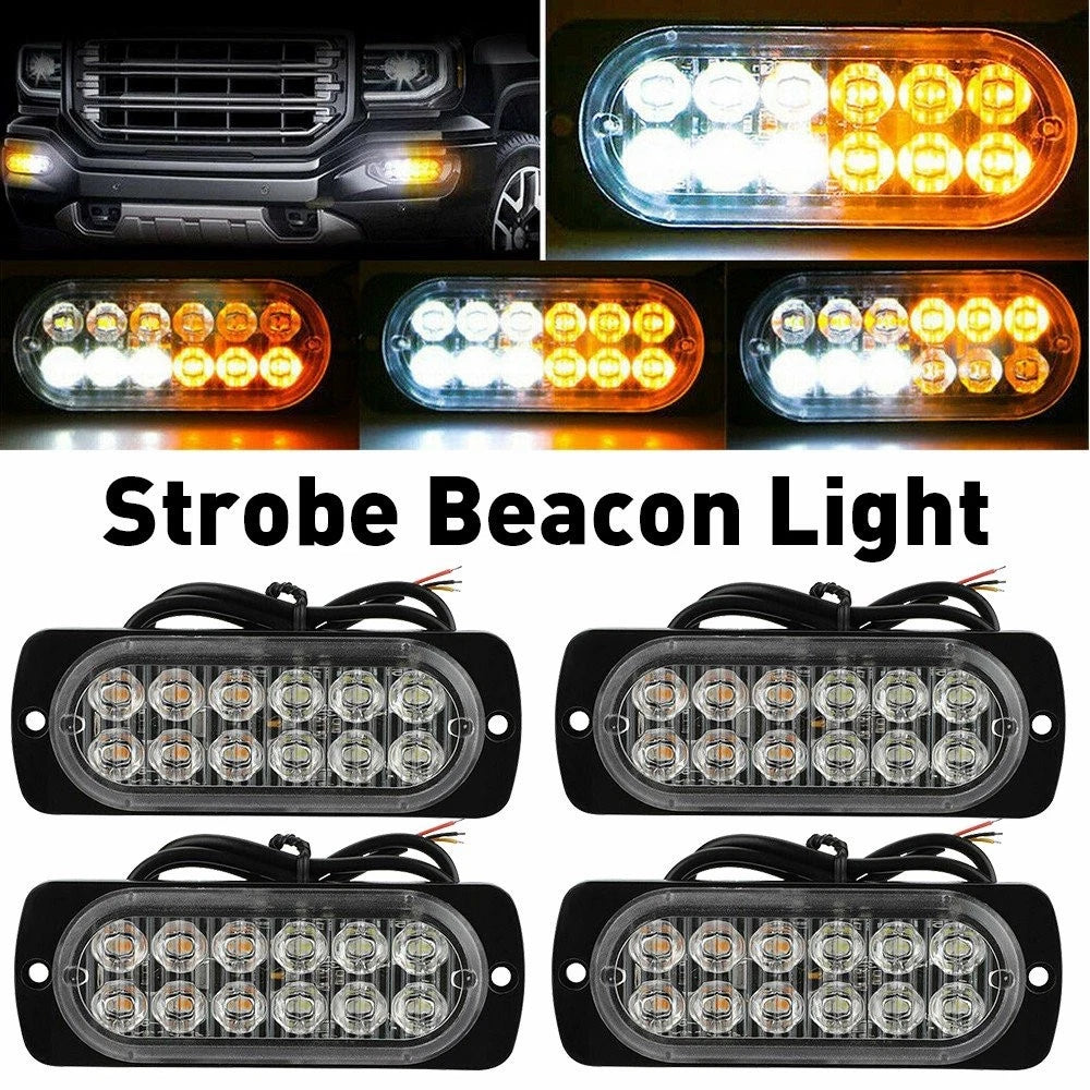 Set of 4 LED Warning Hazard Beacon Strobe Light Bar for Make Model