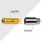 Set of 20 JDM M12X1.5 Gold Open-End Aluminum Wheel Lug Nuts + Key