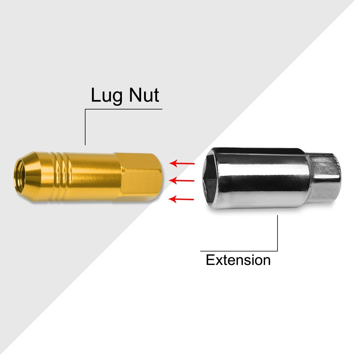 Set of 20 JDM M12X1.5 Gold Open-End Aluminum Wheel Lug Nuts + Key