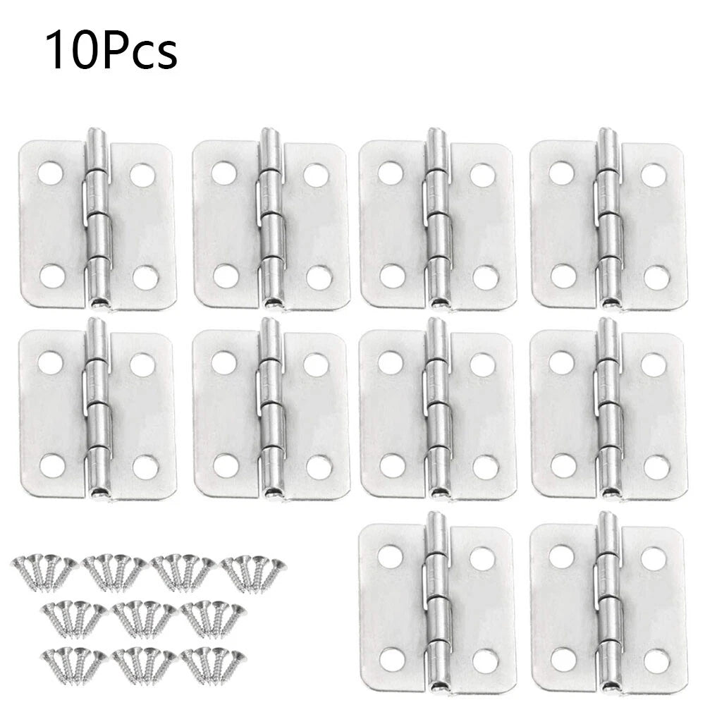 10pcs Mini Hinge for Jewelry Chest Dollhouse Wine Box (25x18mm) Silver
