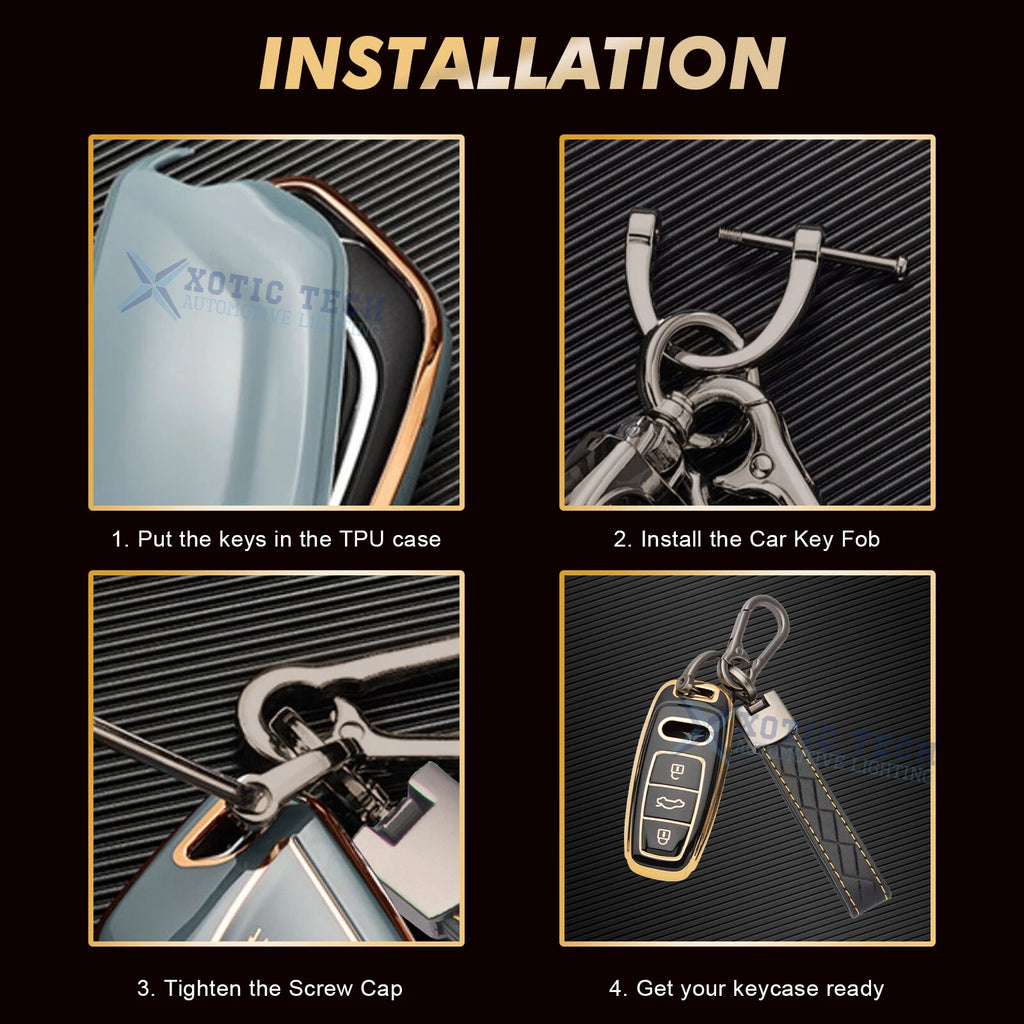 Leather Key Chain Loop Strap Holder Ring Clip Buckle for Car, House (-)