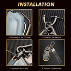 Leather Key Chain Loop Strap Holder Ring Clip Buckle for Car, House (-)