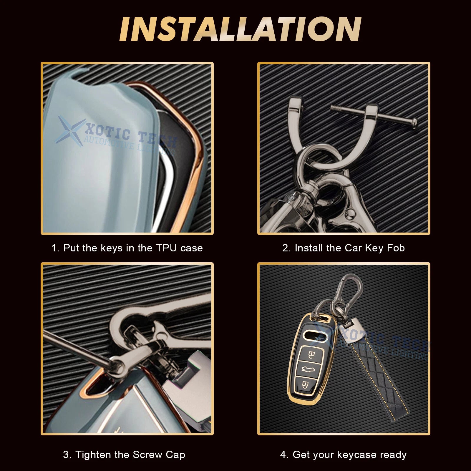 Leather Key Chain Loop Strap Holder Ring Clip Buckle for Car, House (-)