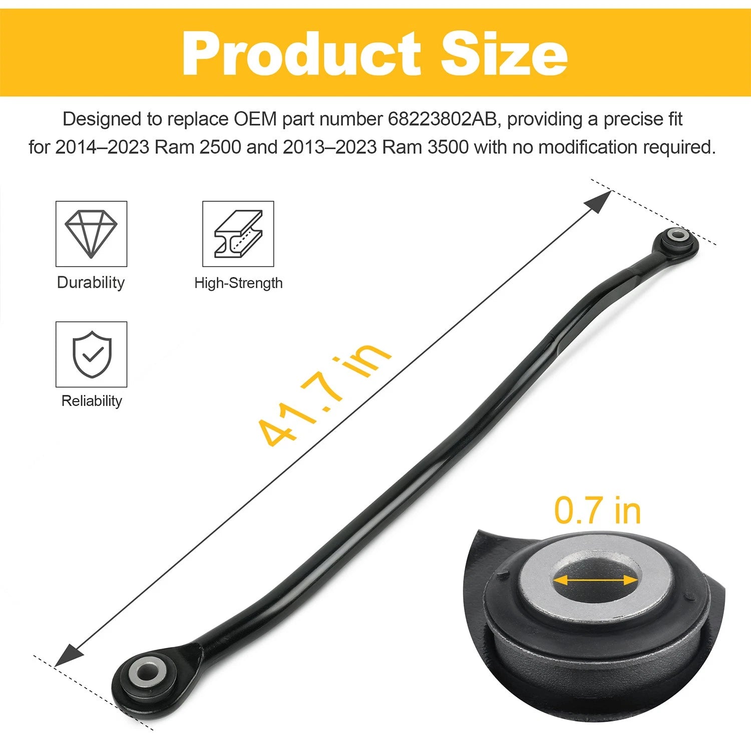 Front Suspension Track Bar for Ram 2500 3500 (2010–2023) 68223802AB 4877271AB 4877271AC