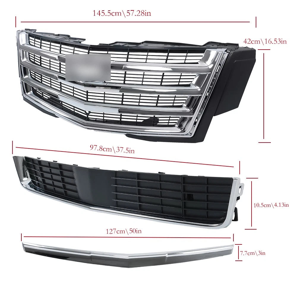 Chrome Front Grille and Hood Molding Trim for Cadillac Escalade (2015–2020)