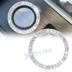 Crystal White Rhinestone Engine Start Stop Push Button Ring Cover for Car (—)