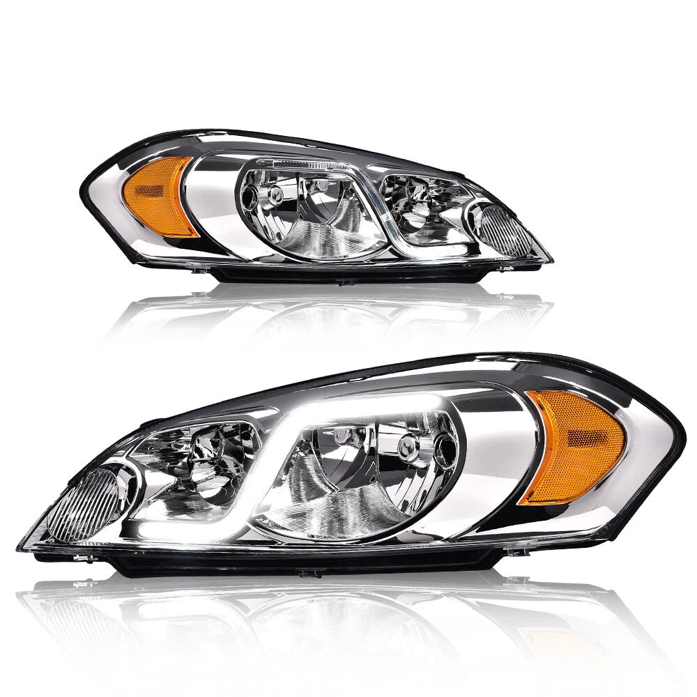 Clear Chrome LED DRL Headlights for Chevy Impala/Monte Carlo (2006–2013)