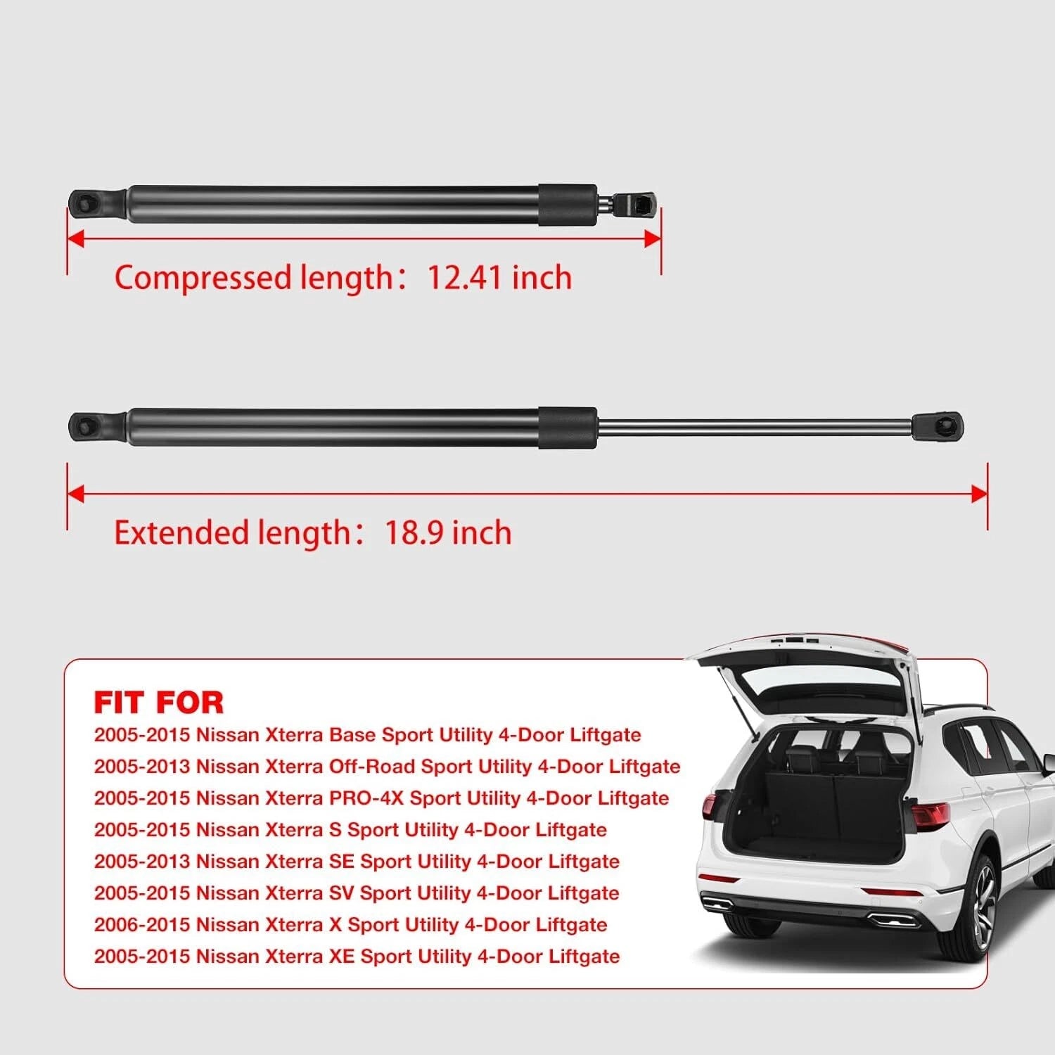 2Pcs Rear Tailgate Lift Support Struts for Nissan Xterra (2005–2015) 6137
