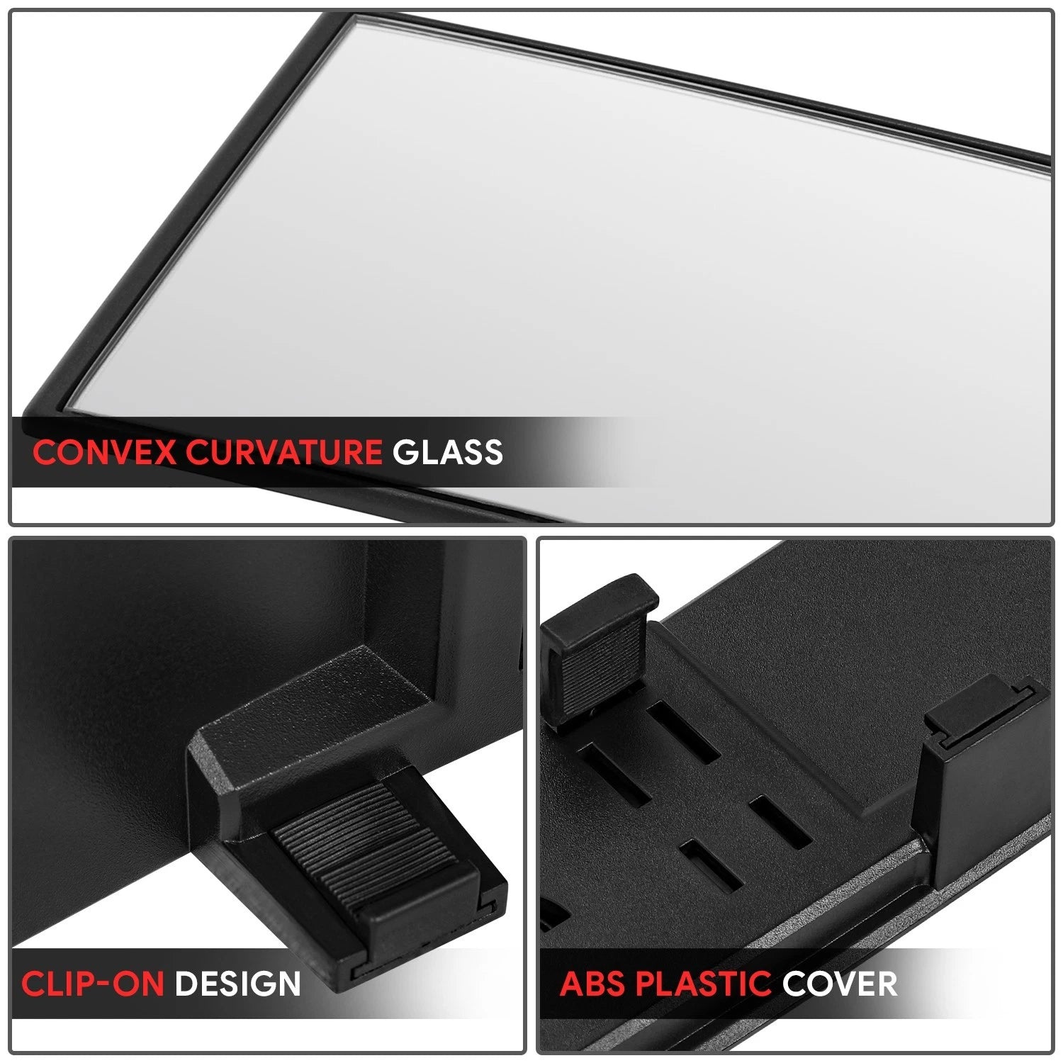 Universal 11" Convex Panoramic Wide Angle Rear View Mirror Glass