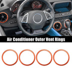 Set of 4 AC Outer Vent Ring Trim Covers for Chevrolet Camaro (2016–2020) Orange