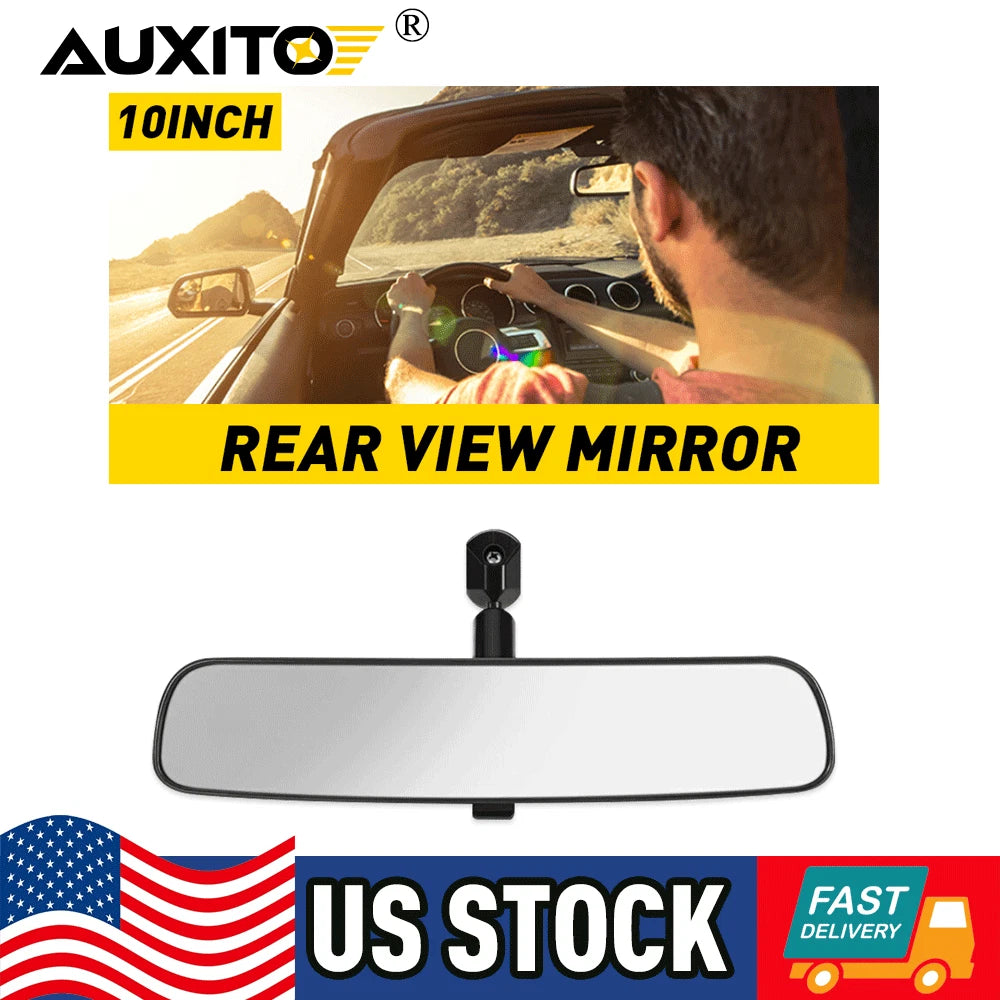 10-Inch Rearview Mirror with Adhesive Kit for Universal Fit (All Models)