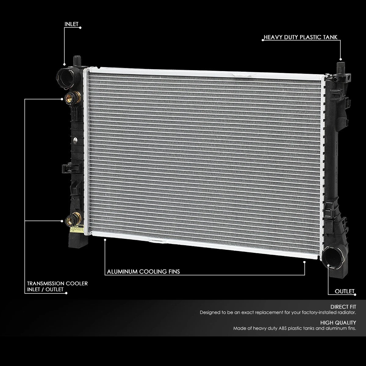 Full Aluminum Core Replacement Radiator for Mercedes C-Class SLK (2001–2008) DPI-2337