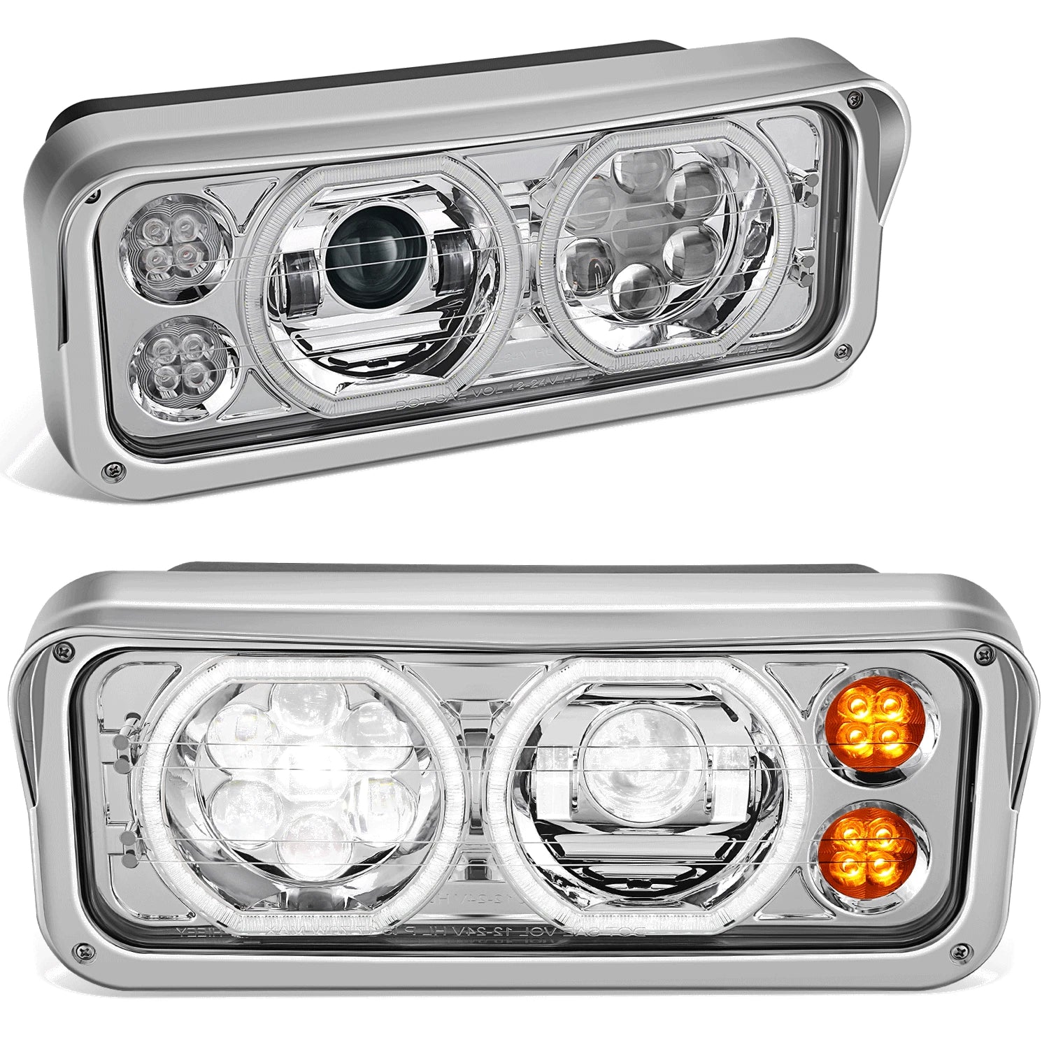 Halo Ring LED Projector Headlight for Freightliner Classic (1981–2019)