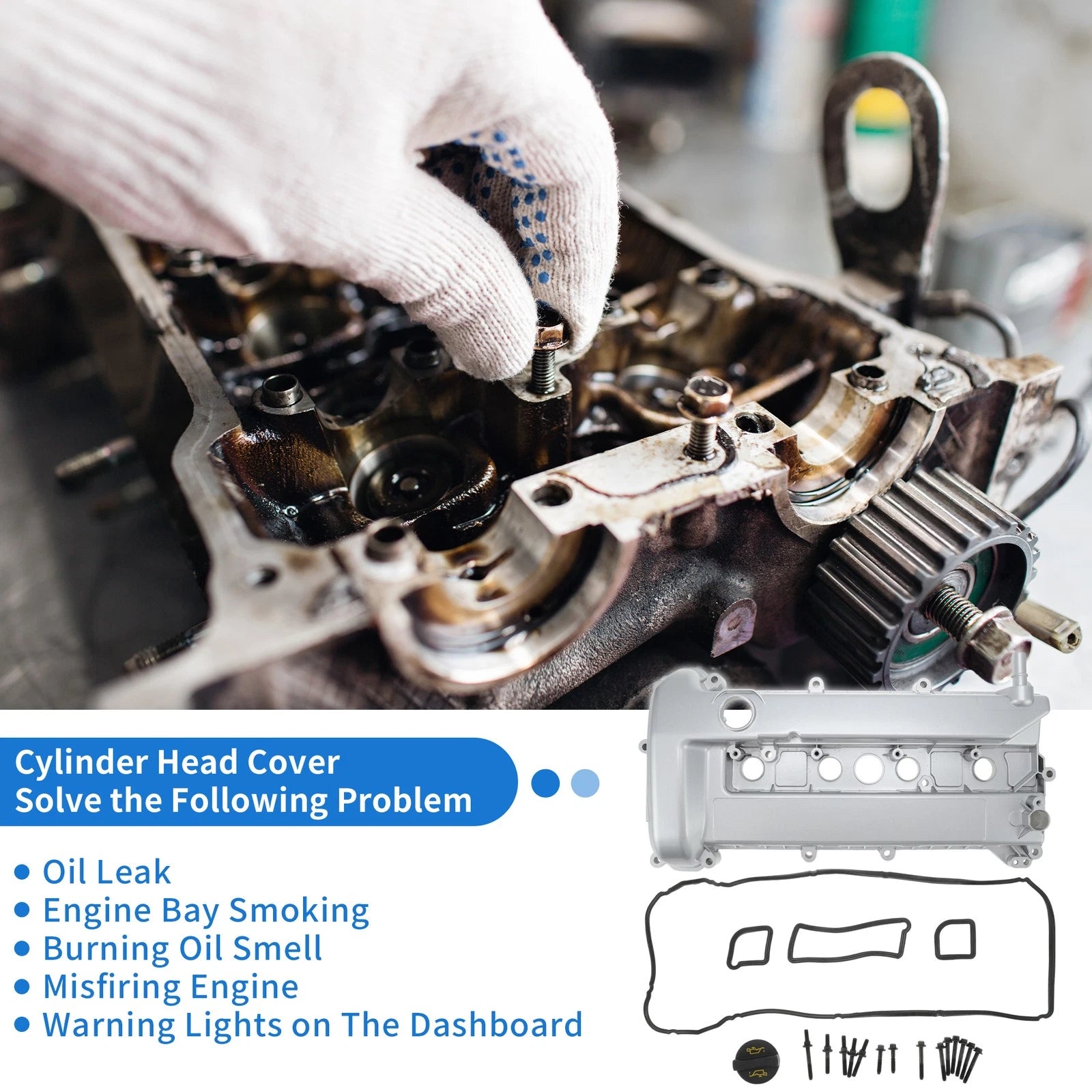 Engine Valve Cover for Ford Escape 2.3L (2005–2008) No. 4S4Z-6582-CA Silver