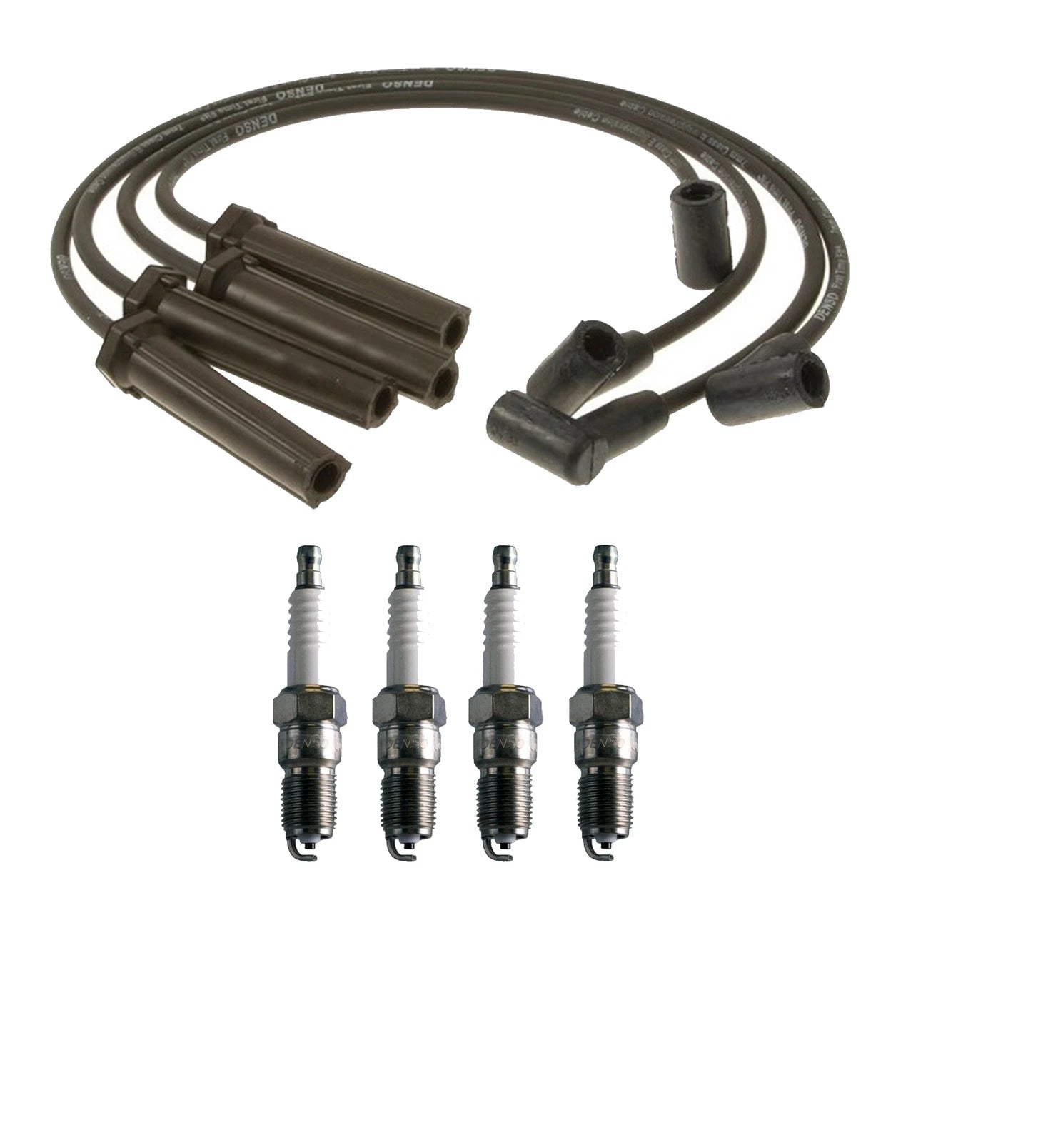 Denso 7mm Wire Set & 4 U-Groove Spark Plugs for Chevy Pontiac 2.2L L4