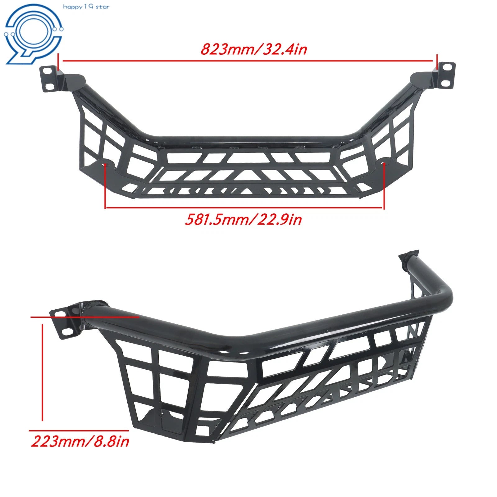 Black Steel Luggage Rack Bed Shell Rear Panel for Kawasaki Teryx KRX 1000 (2020–2023)