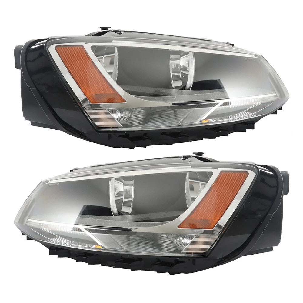 Set of 2 Headlights for Volkswagen Jetta (2011â2018) Halogen Black