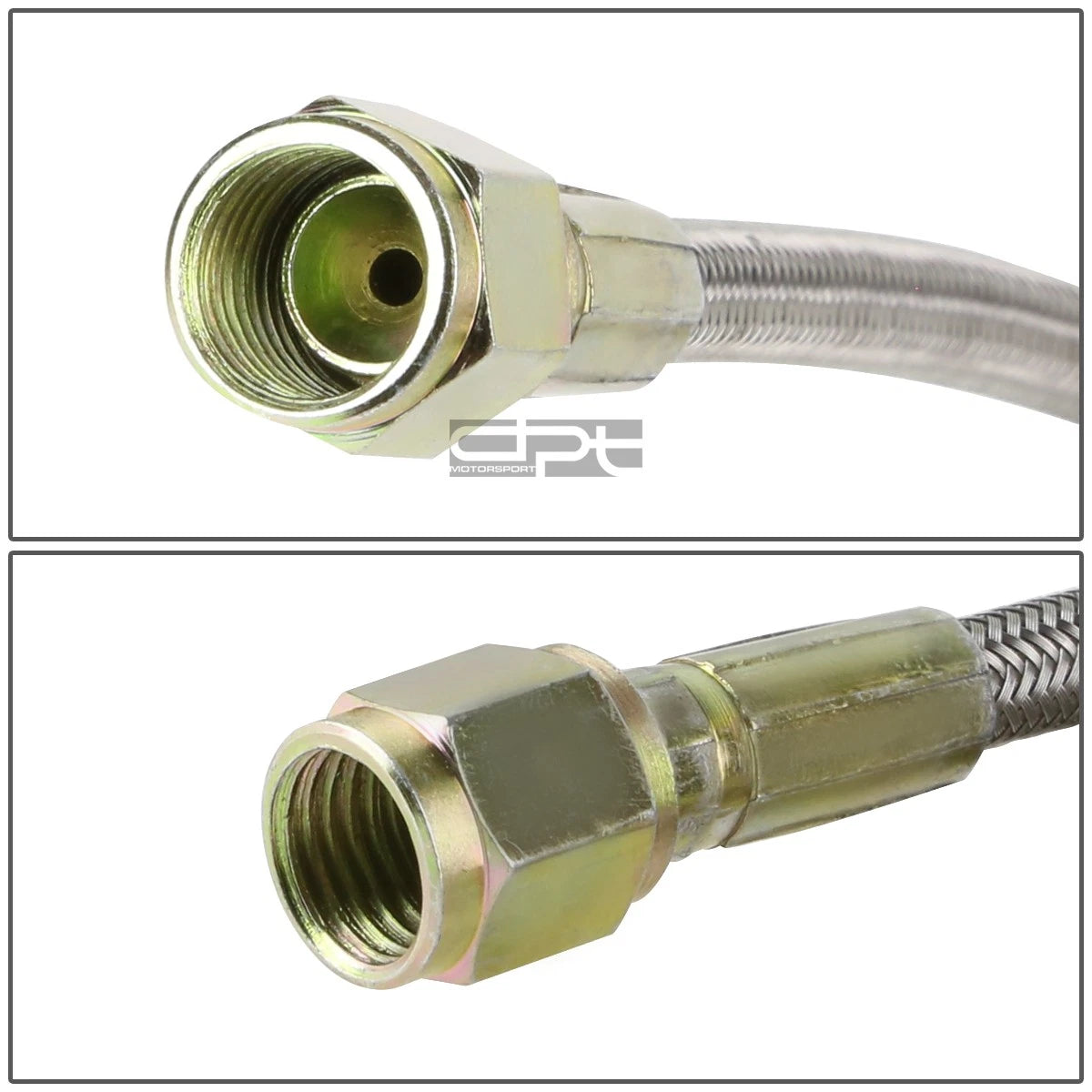 77" Braided Oil Feed Line with Brass NPT T-Fitting for Turbo T3/T4