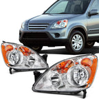 2X Headlight Assembly for Honda CR-V (2005–2006) - Chrome Amber