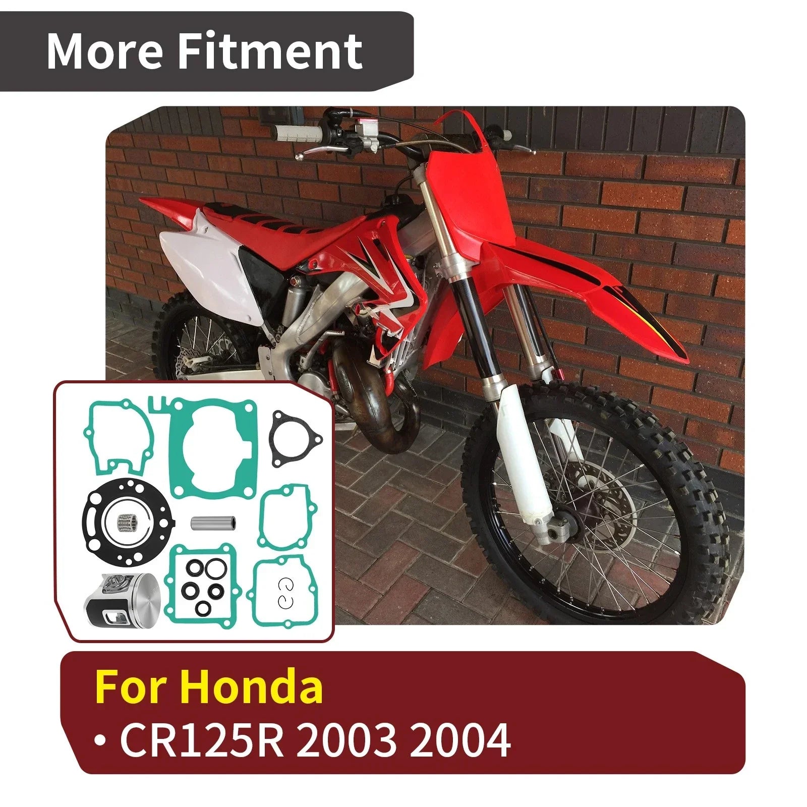 54mm STD Piston Gaskets Top End Rubuild Kit for Honda CR125R (2003–2004)