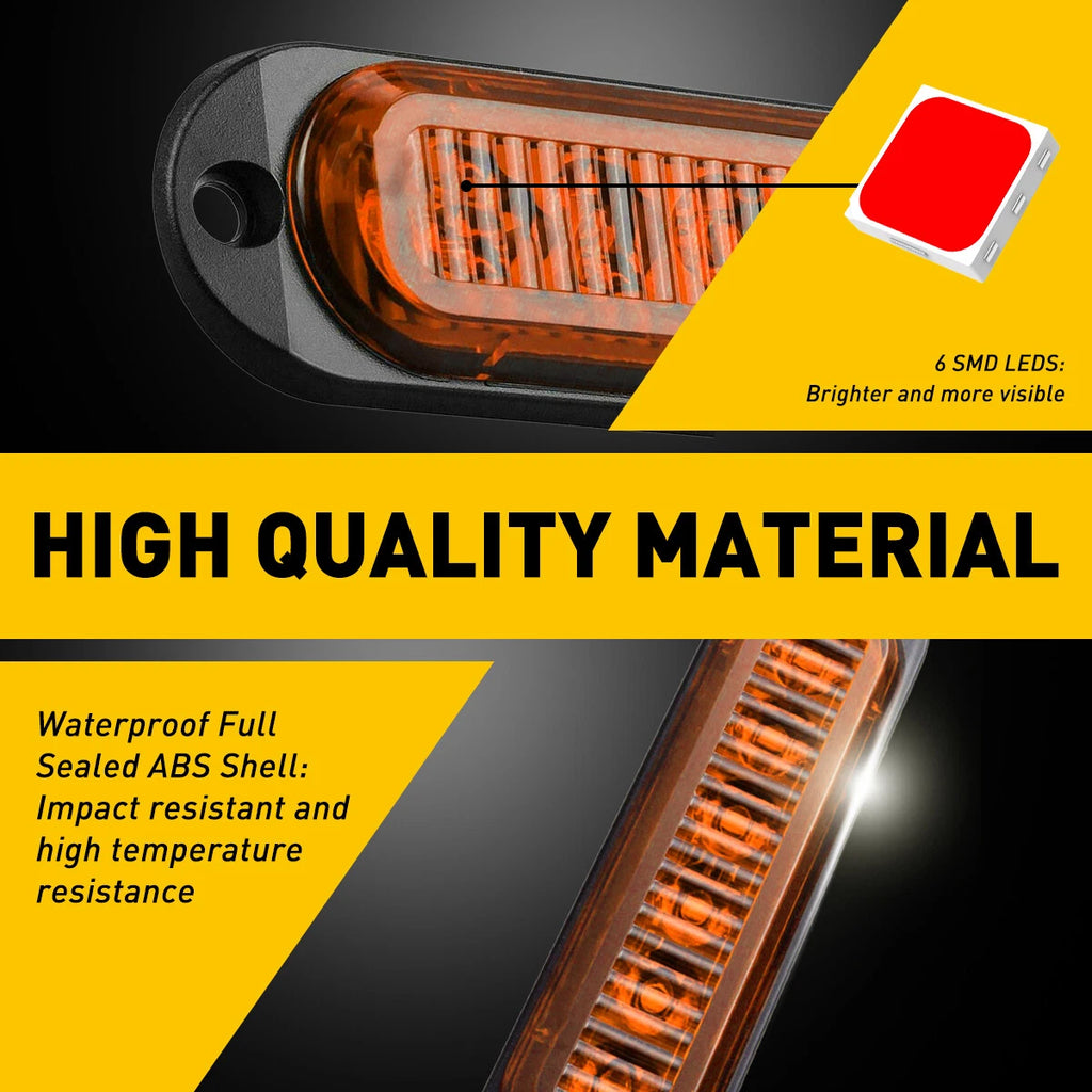 Set of 16 Waterproof Amber LED Trailer Truck Side Clearance Marker Lamps
