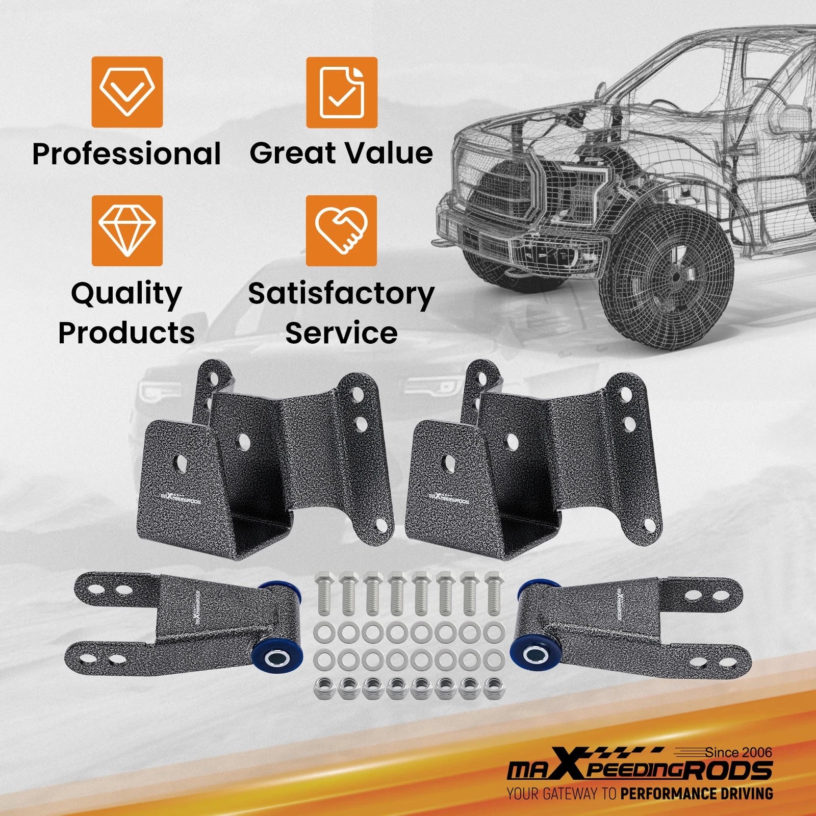 4" Steel Drop Kit Rear Shackle for Chevy C10 GMC C1500 (1973–1987)