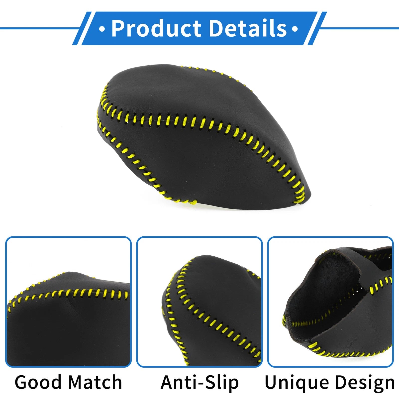 Gear Shift Knob Cover for Toyota RAV4 (2019–2024) Black Yellow Faux Leather