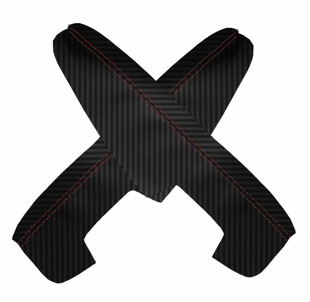 Door Panel Armrest Cover for BMW E65 E66 (2001–2008) Carbon Fiber Red Stitch