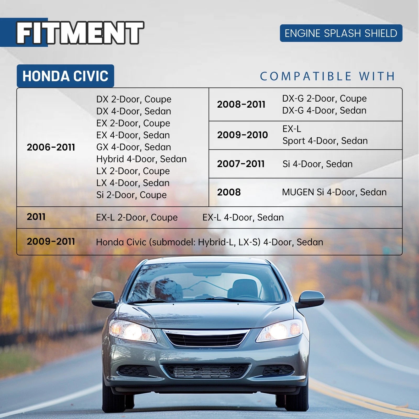 Front Engine Splash Shield Under Cover for Honda Civic (2006–2011) #74111-SNA-A00