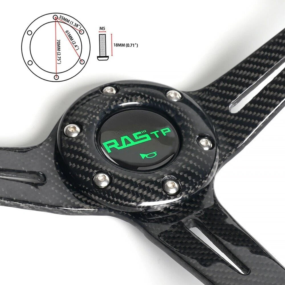 6 Bolt Carbon Fiber Racing Steering Wheel Deep Dish 14 Inch