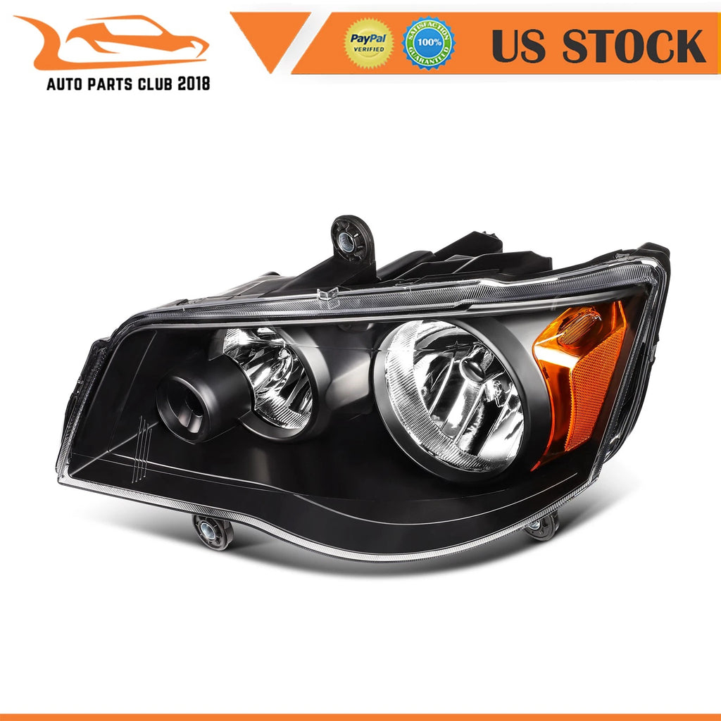 Headlight Assembly Set of 2 for Dodge Grand Caravan (2011–2020) L+R Black Housing