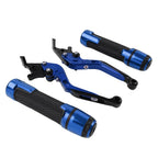 Blue Extendable Brake Clutch Levers & Handlebar Grips for Aprilia Tuono V4