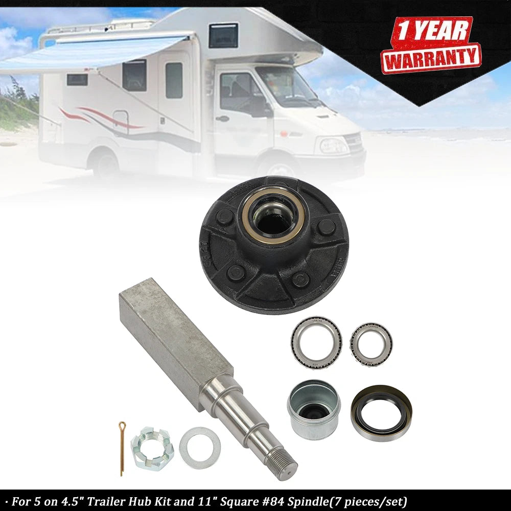 Set of 4 Trailer Hub Kits for 5 on 4.5" (11" Square Spindle)