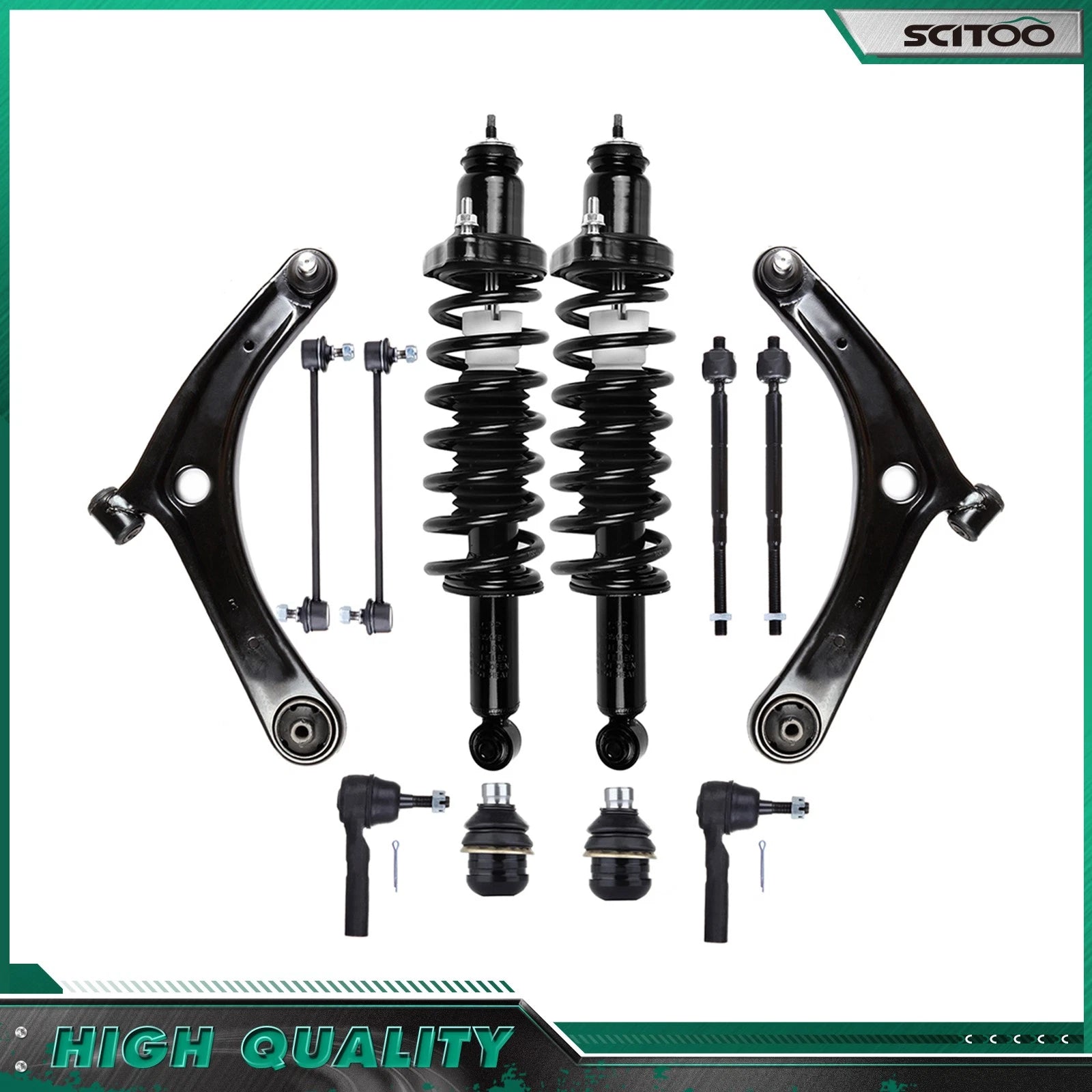 Set of 2 Rear Strut Assembly & Front Sway Bars for Jeep Patriot Compass (2007–2016)