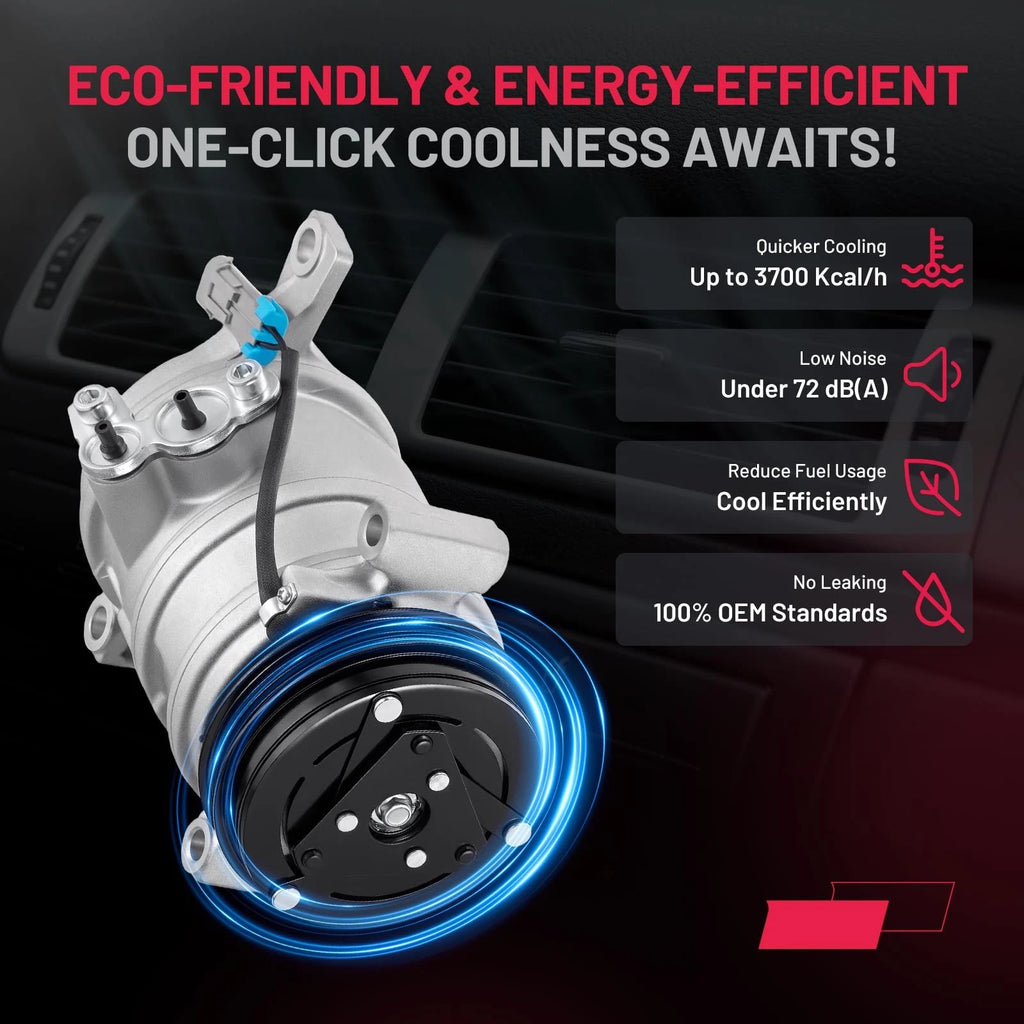 A/C Compressor w/ Clutch for GMC Yukon XL 1500 (2001–2002, 2009) CO 21671C